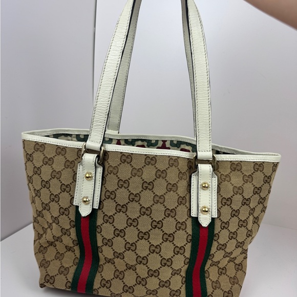 Gucci Web Tote with Green and Red Stripes - Picture 2 of 16